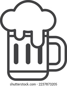 beer glass with bubbles illustration in minimal style isolated on background