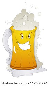 Beer Glass - Cartoon Character- Vector Illustration
