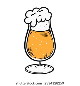 Beer glass in cartoon style vector art illustration sign. Vector art isolated on white background.