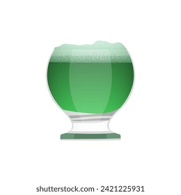 Vidrio de cerveza, goblet redondo transparente de alcohol artesanal verde bebida vectorial ilustración