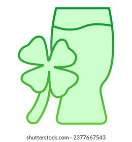 Beer glass and clover gradient line icon. Pub drink mug with Clover outline style pictogram on white background. Patrick day celebration for mobile concept and web design. Vector graphics
