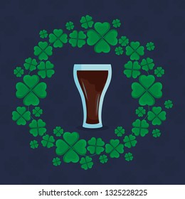 beer glass with clover leaf