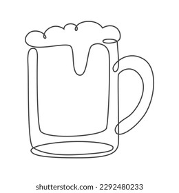 beer glass continuous line drawing, hand drawn style drink illustration.