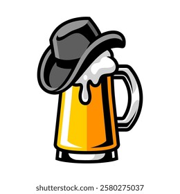 BEER GLASS WITH COWBOY HAT