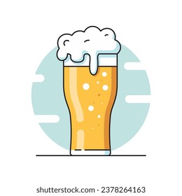 Beer glass. Craft beer icon flat line design. Vector illustration