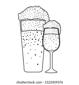 beer glass with cup oktoberfest celebration vector illustration design