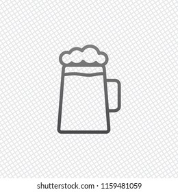 Beer glass cup. Simple linear icon with thin outline. On grid background