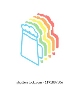 Beer glass cup. Simple linear icon with thin outline. Stack of colorful isometric icons on white background