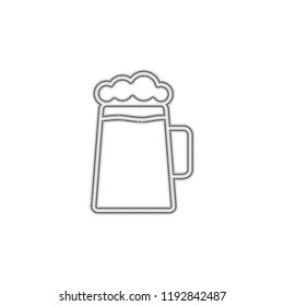 Beer glass cup. Simple linear icon with thin outline. Dotted outline silhouette with shadow on white background