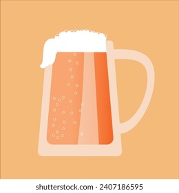 Bier-Glas-Design mit flachen Grafiken. Vektorgrafik 2-D
