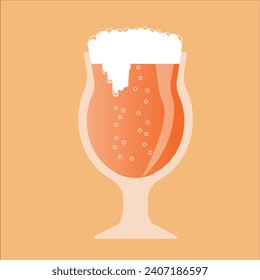 Beer glass design with flat graphics. Vector 2-D graphics