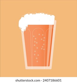 Beer glass design with flat graphics. Vector 2-D graphics