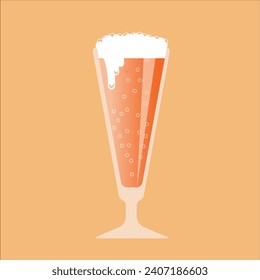 Beer glass design with flat graphics. Vector 2-D graphics