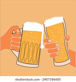 Beer glass design with flat graphics. Vector 2-D graphics