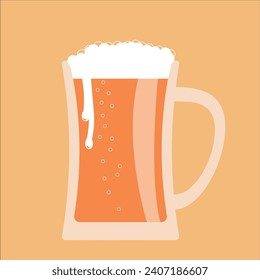 Beer glass design with flat graphics. Vector 2-D graphics