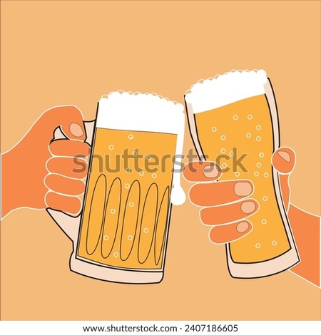 Beer glass design with flat graphics. Vector 2-D graphics
