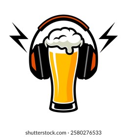 BEER GLASS DESIGN WITH HEADPHONE