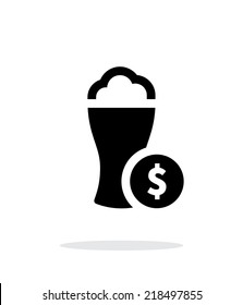 Beer glass with dollar simple icon on white background. Vector illustration.