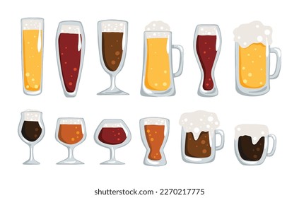 Beer Glass Doodle Flat Style Illustration