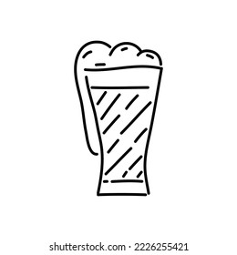 Bier-Glas-Doodle-Symbol. Handgezeichnete schwarze Skizze. Vektorgrafik.