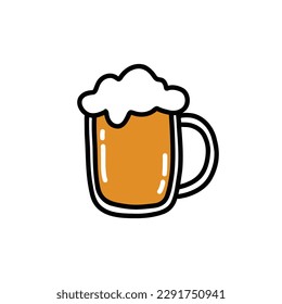 beer glass doodle icon, vector illustration