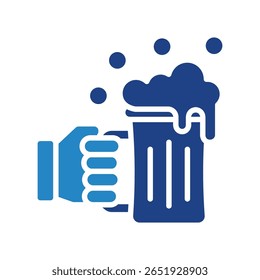 Beer Glass dual tone blue color icon, mini illustration for relaxation, party, pubs and bars UI, UX kit, app and web development, digital or print.
