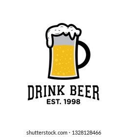 beer glass emblem logo design inspiration, clip art vector