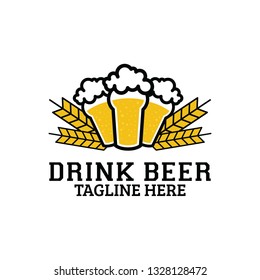 beer glass emblem logo design inspiration, clip art vector
