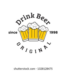beer glass emblem logo design inspiration, clip art vector