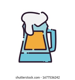 Beer glass fill style icon design, Pub alcohol bar brewery drink ale and lager theme Vector illustration
