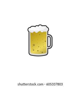 Beer Glass Flat Design Vector. Isolated on White Background.