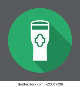 Beer glass flat icon. Round colorful button, circular vector sign with long shadow effect. Flat style design
