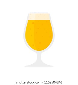 Beer in a glass flat on white background