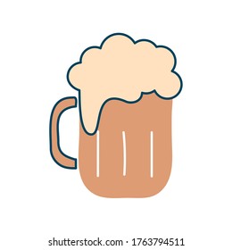 Beer glass flat style icon design, Pub drink ale and lager theme Vector illustration