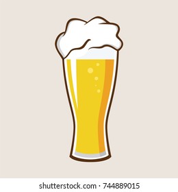 Beer glass with flat style illustration