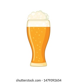 Beer glass in flat style isolated on white background. Vector illustration.