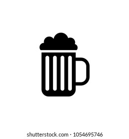 Beer Glass. Flat Vector Icon. Simple black symbol on white background