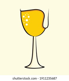 beer in a glass with a float on the glass with negative space. dynamic style. like a cartoon style. for a bar or beverage shop