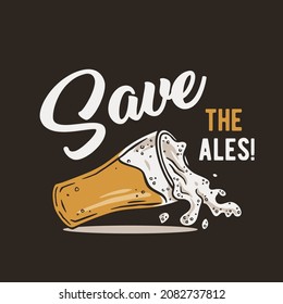 Beer glass with foam for bar. Original brew design with beer mug with froth for print