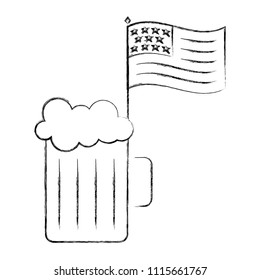beer glass foam drink and american flag