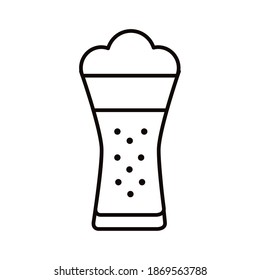 beer in glass with foam drink line style icon vector illustration design