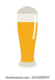 Beer glass with foam, isolated on a white background. Beer mug icon  illustration. Cheer up friend. Glass of beer. Have a beer with your friends. Great for pub menu illustrations. Cold drinks concept.