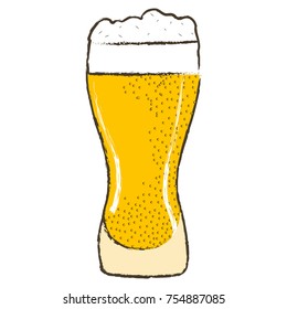 Beer glass with foam isolated on white background, Vector illustration