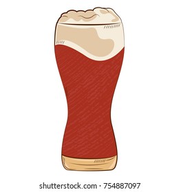 Beer glass with foam isolated on white background, Vector illustration