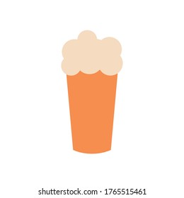 beer glass with foam over white background, flat style, vector illustration