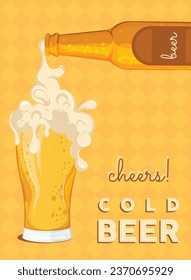 Beer glass with foam Beer poster Vector illustration
