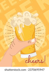 Beer glass with foam Beer poster Vector illustration