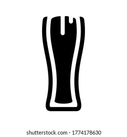 Beer glass with foam sign icon. Flat style black symbol on white background vector illustration