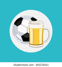 beer glass and football flat icon