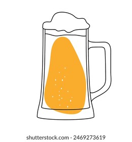 beer glass fresh alcoholic drink cartoon vector illustration graphic design